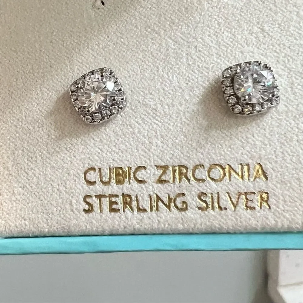 Gorgeous sterling silver and cubic zirconia Halo Earrings
